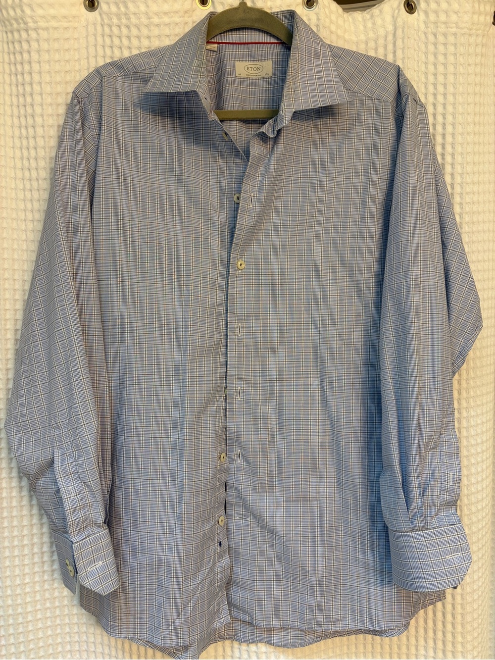 Blue plaid button up shirt